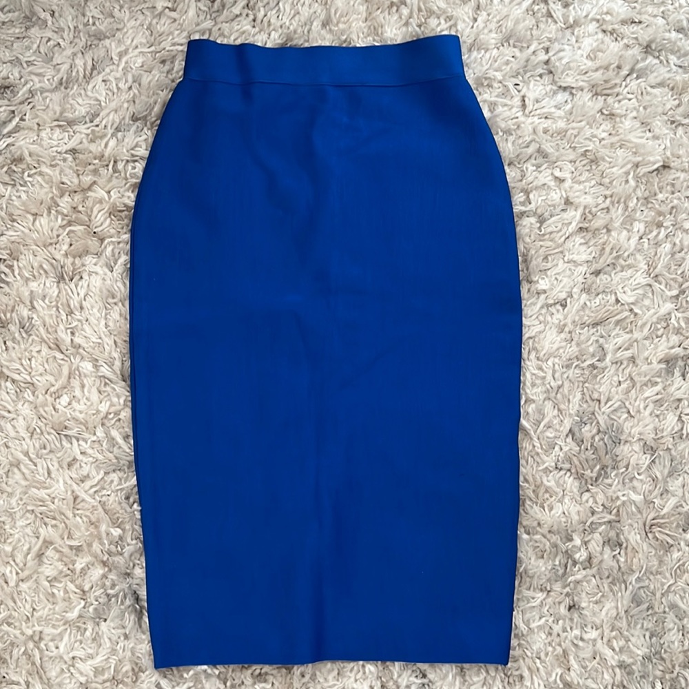 Cobalt blue bandage midi skirt